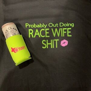 Black Tee with Green and Pink Text